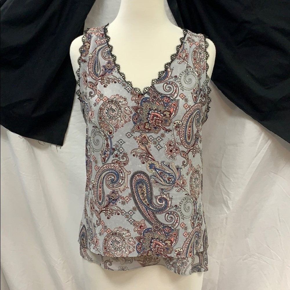 White House Black Market Gray Paisley Blouse